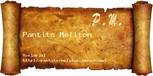 Pantits Meliton névjegykártya
